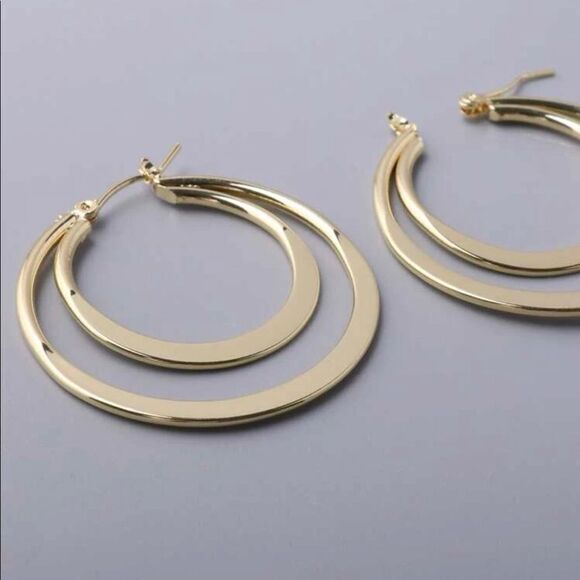 Gold Double Hoops  - Picture 3 of 3